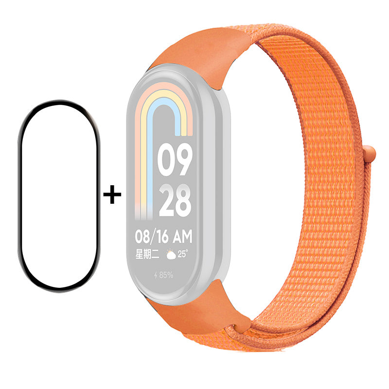 ENKAY HAT-PRINCE For Xiaomi Smart Band 8 Nylon Watch Band Set with PMMA Screen Film, Sticker Wrist Strap