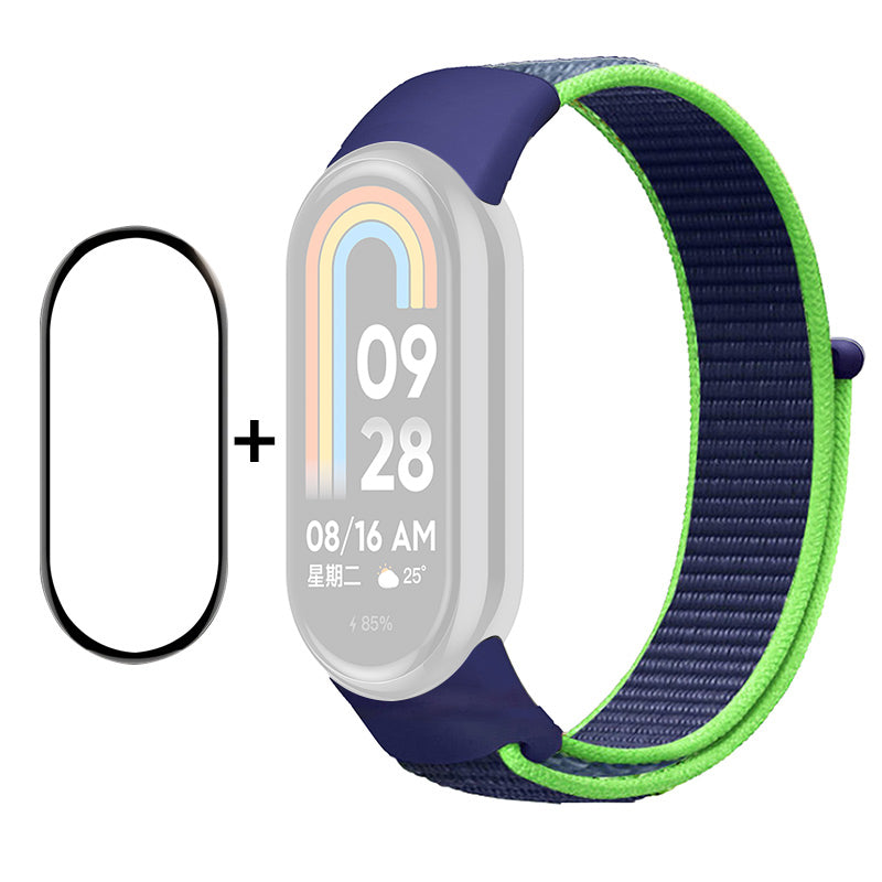 ENKAY HAT-PRINCE For Xiaomi Smart Band 8 Nylon Watch Band Set with PMMA Screen Film, Sticker Wrist Strap