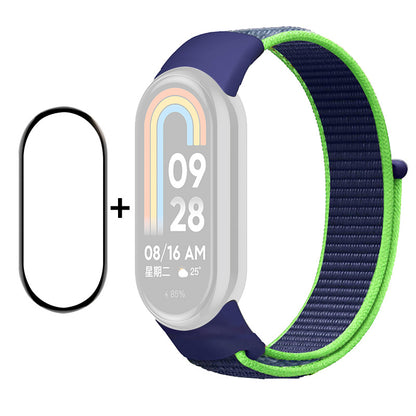 ENKAY HAT-PRINCE For Xiaomi Smart Band 8 Nylon Watch Band Set with PMMA Screen Film, Sticker Wrist Strap