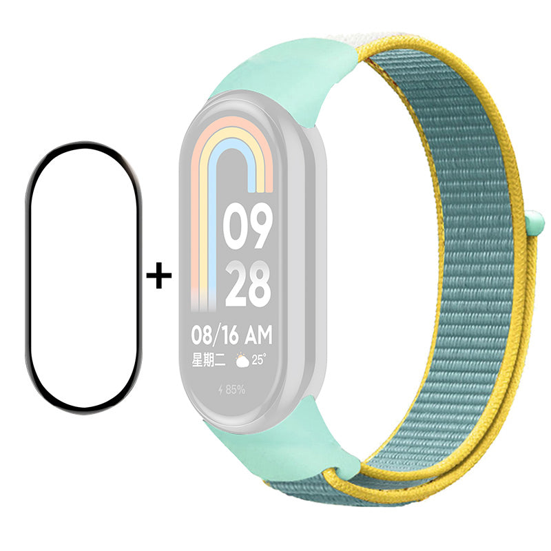 ENKAY HAT-PRINCE For Xiaomi Smart Band 8 Nylon Watch Band Set with PMMA Screen Film, Sticker Wrist Strap