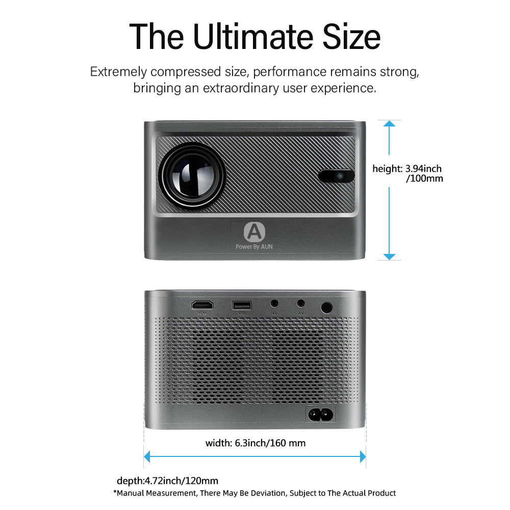 AUN A002 Portable Home Theater Projector Android 9.0 HD Video Screen Mirroring WiFi Bluetooth LED Projector