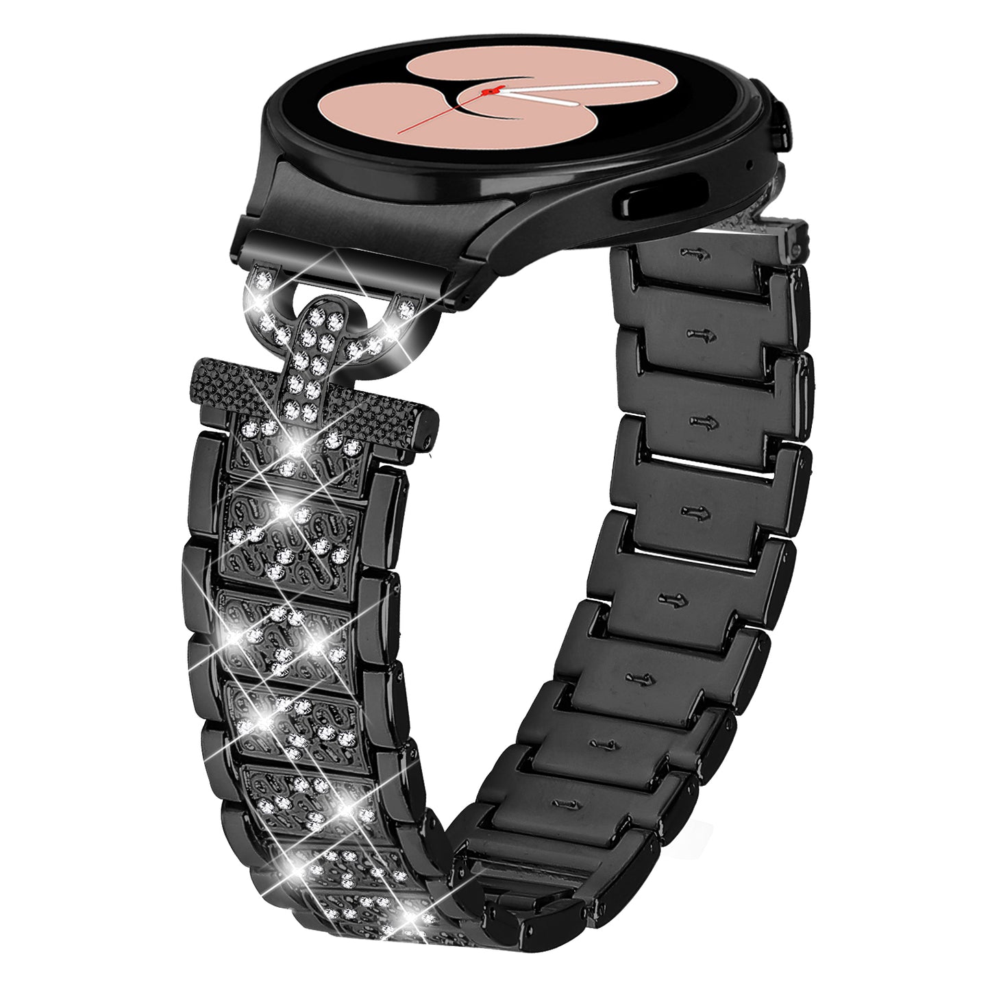 For Samsung Galaxy Watch 6 40mm / 44mm Easy Installation Stainless Steel Watch Strap 3-Bead Rhinestone Watch Band