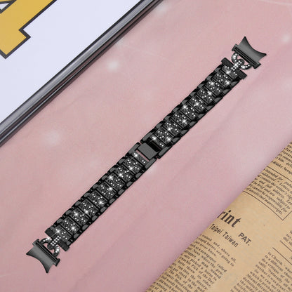 For Samsung Galaxy Watch 6 40mm / 44mm Easy Installation Stainless Steel Watch Strap 3-Bead Rhinestone Watch Band