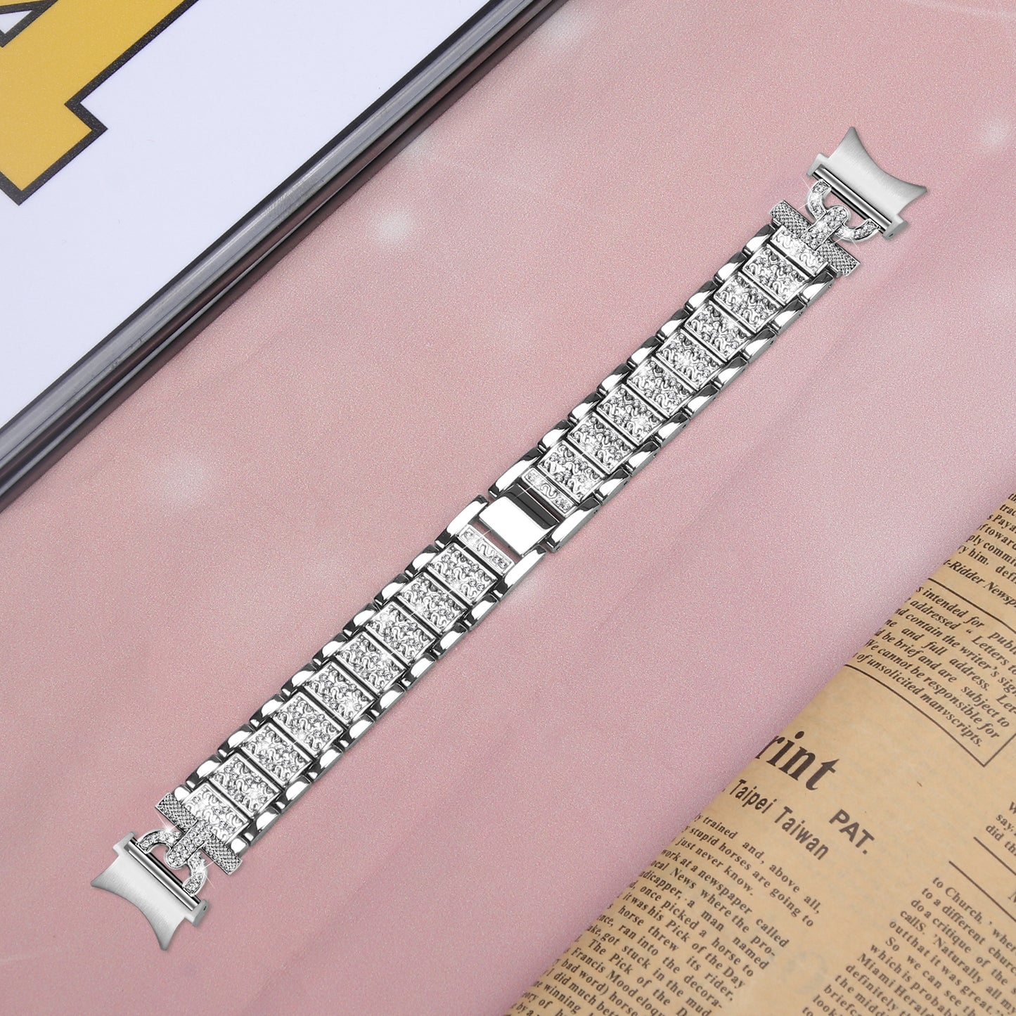 For Samsung Galaxy Watch 6 40mm / 44mm Easy Installation Stainless Steel Watch Strap 3-Bead Rhinestone Watch Band