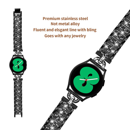 Watch Strap for Samsung Galaxy Watch6 40mm 44mm / Watch6 Classic 43mm 47mm / Watch 5 40mm 44mm / Watch4 40mm 44mm / Watch3 41mm , Stainless Steel 20mm Rhinestone Decor Band