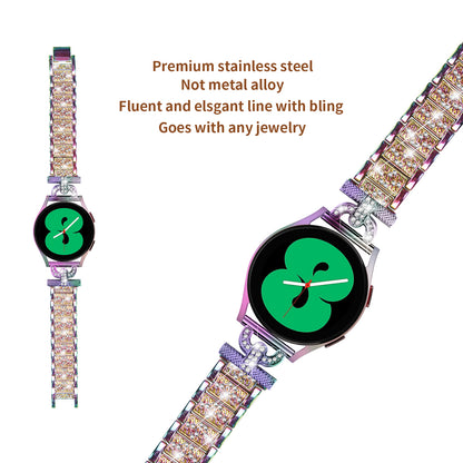 Watch Strap for Samsung Galaxy Watch6 40mm 44mm / Watch6 Classic 43mm 47mm / Watch 5 40mm 44mm / Watch4 40mm 44mm / Watch3 41mm , Stainless Steel 20mm Rhinestone Decor Band