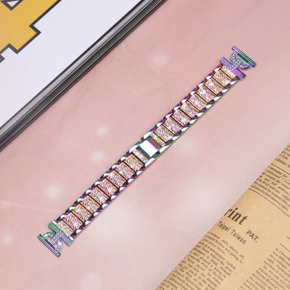 Watch Strap for Samsung Galaxy Watch6 40mm 44mm / Watch6 Classic 43mm 47mm / Watch 5 40mm 44mm / Watch4 40mm 44mm / Watch3 41mm , Stainless Steel 20mm Rhinestone Decor Band