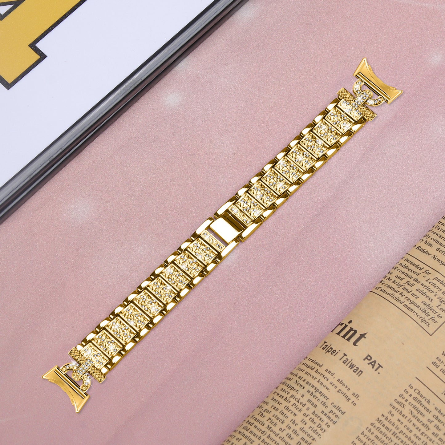 For Google Pixel Watch 2 / Pixel Watch 3-Bead Rhinestone Decor Stainless Steel Strap Watch Band Replacement