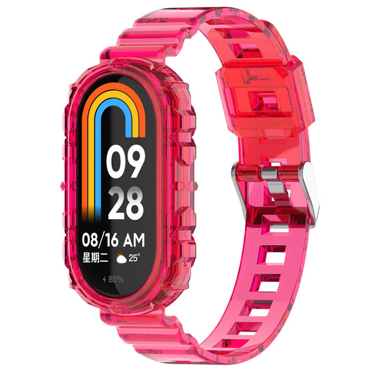 For Xiaomi Smart Band 8 Wrist Band Transparent Silicone Watch Strap with Integrated Watch Case