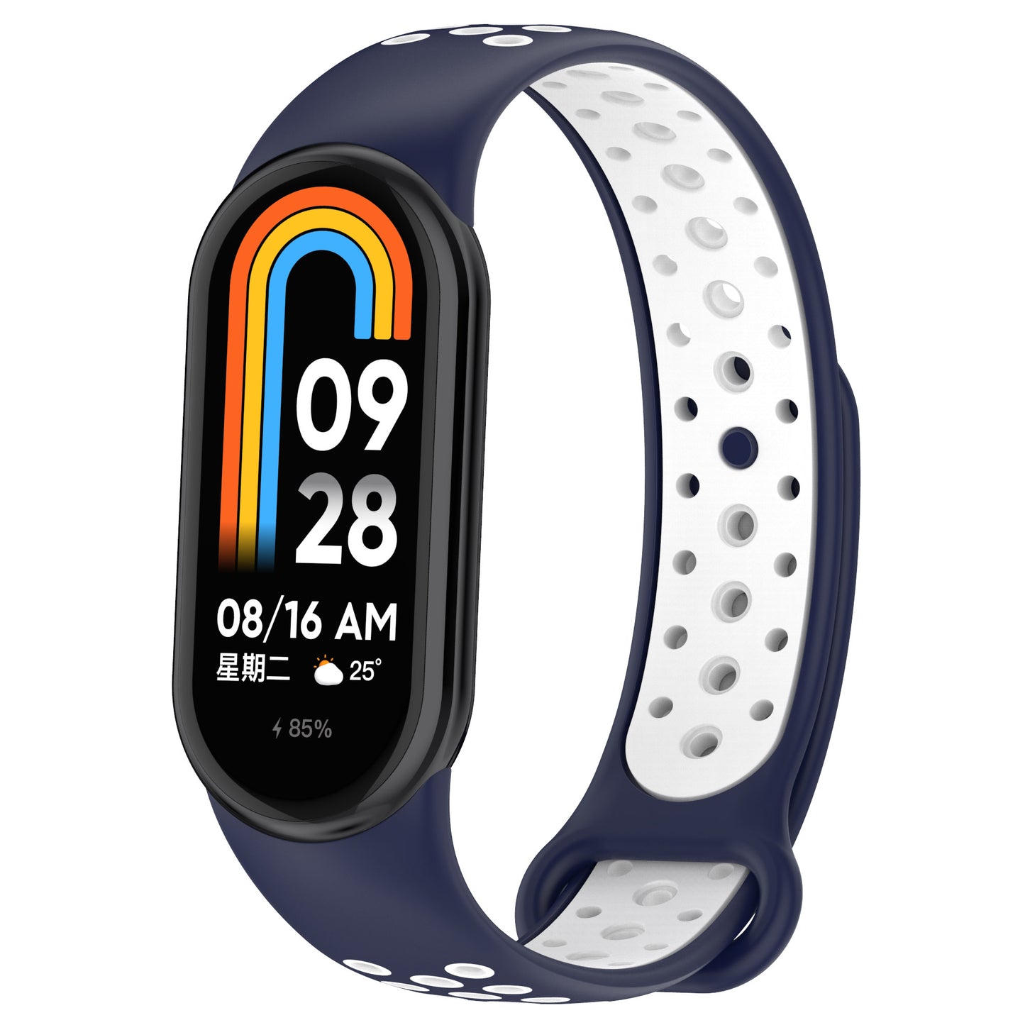 For Xiaomi Smart Band 8 Silicone Watch Bands Dual-color Sport Strap with Silicone Connector