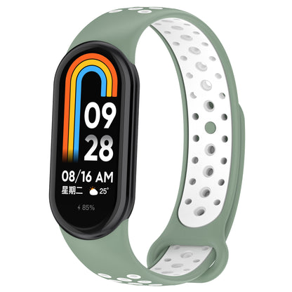 For Xiaomi Smart Band 8 Silicone Watch Bands Dual-color Sport Strap with Silicone Connector