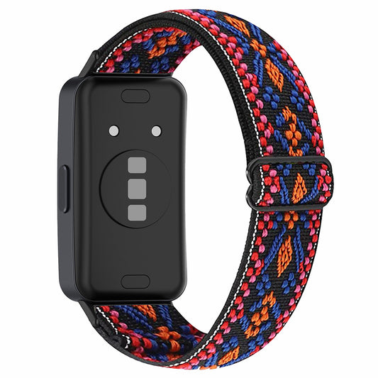 For Huawei Band 8 Bohemian Style Elastic Nylon Smartwatch Strap Watch Band Replacement