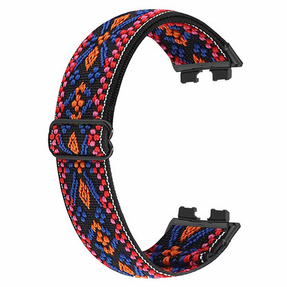 For Huawei Band 8 Bohemian Style Elastic Nylon Smartwatch Strap Watch Band Replacement