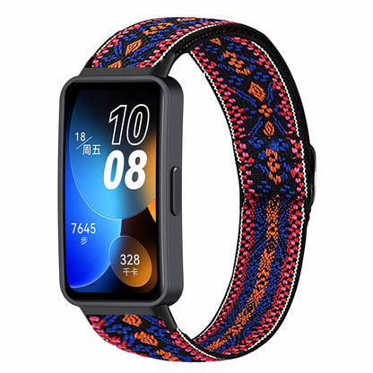 For Huawei Band 8 Bohemian Style Elastic Nylon Smartwatch Strap Watch Band Replacement