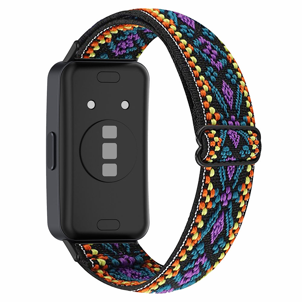 For Huawei Band 8 Bohemian Style Elastic Nylon Smartwatch Strap Watch Band Replacement