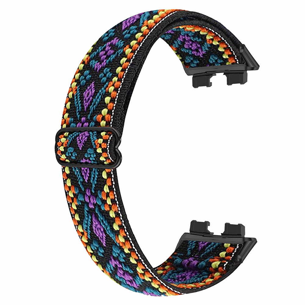 For Huawei Band 8 Bohemian Style Elastic Nylon Smartwatch Strap Watch Band Replacement