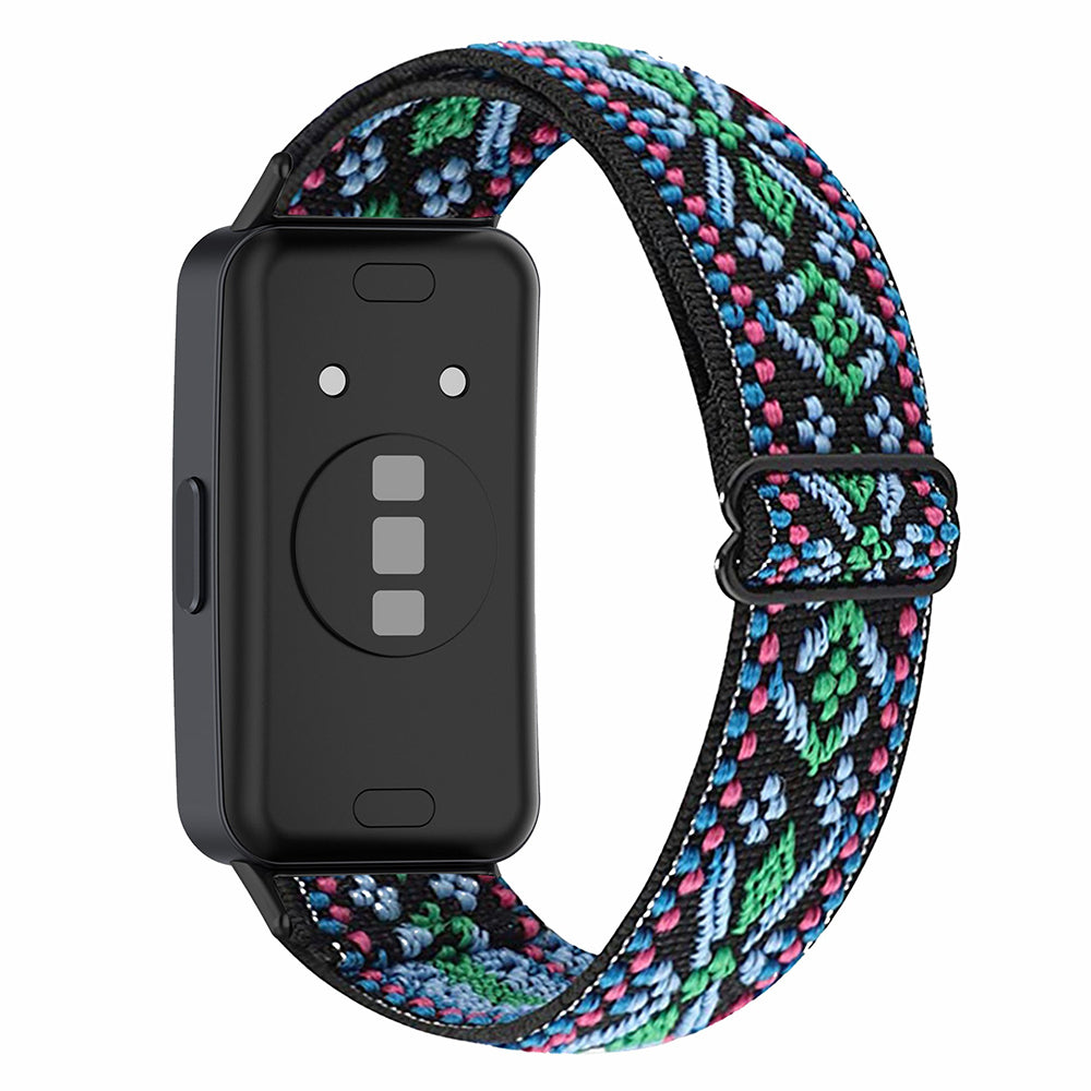 For Huawei Band 8 Bohemian Style Elastic Nylon Smartwatch Strap Watch Band Replacement