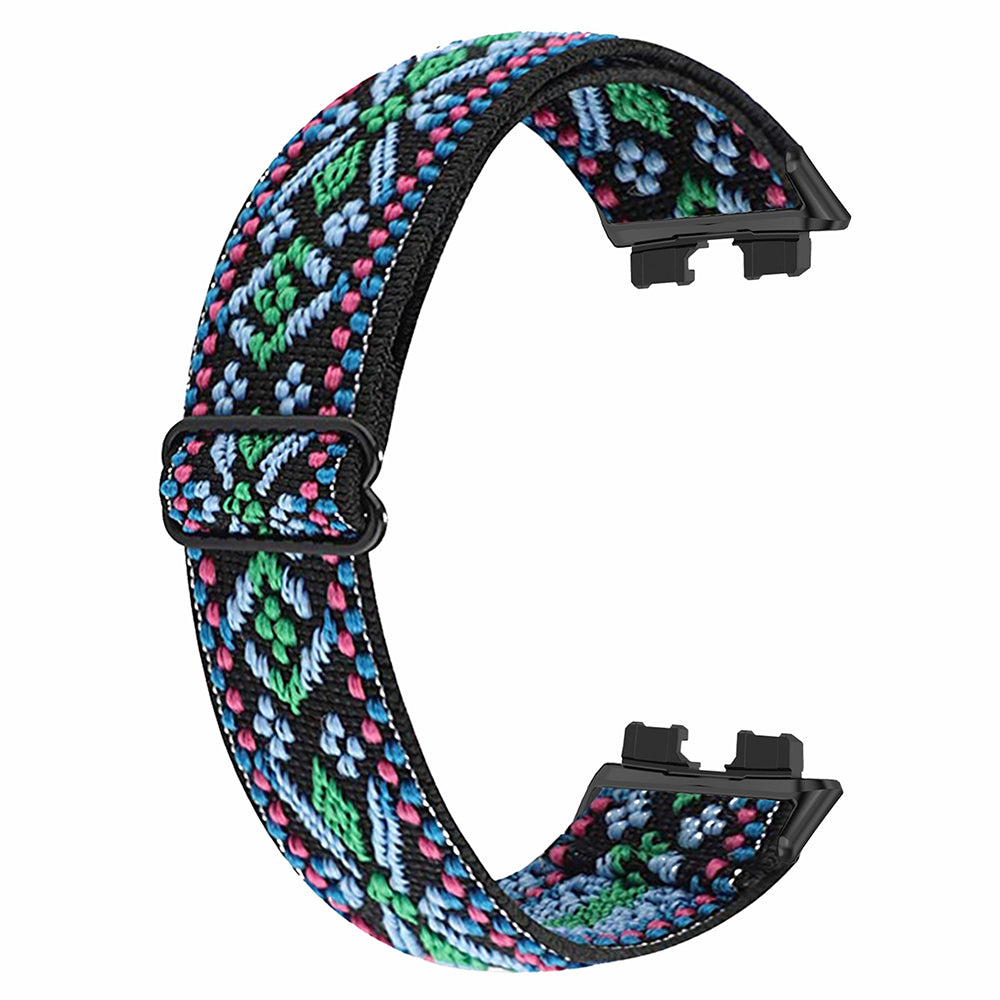 For Huawei Band 8 Bohemian Style Elastic Nylon Smartwatch Strap Watch Band Replacement