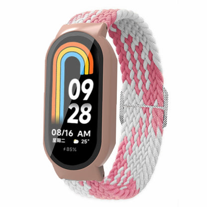 For Xiaomi Smart Band 8 Braided Nylon Watch Band Elastic Wrist Strap with Watch Case and Screen Protector