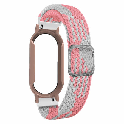 For Xiaomi Smart Band 8 Braided Nylon Watch Band Elastic Wrist Strap with Watch Case and Screen Protector