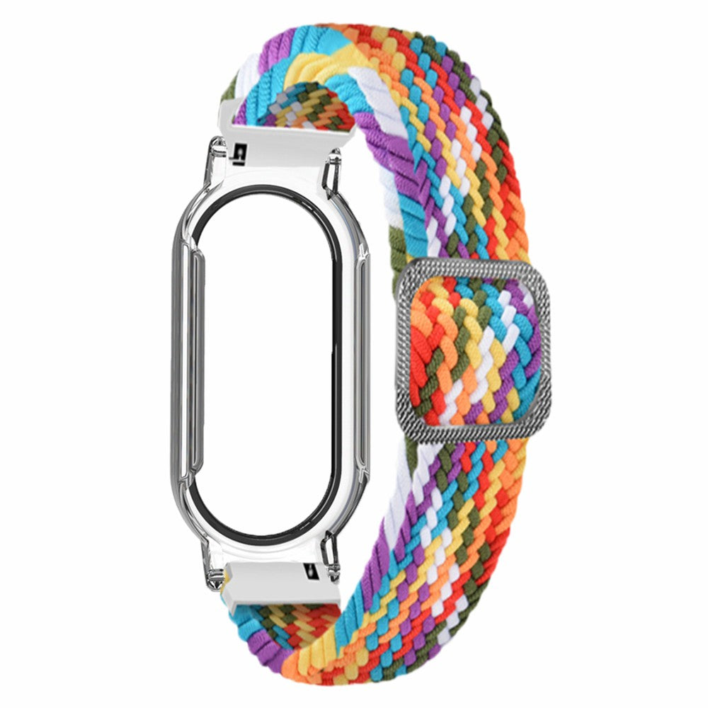 For Xiaomi Smart Band 8 Braided Nylon Watch Band Elastic Wrist Strap with Watch Case and Screen Protector