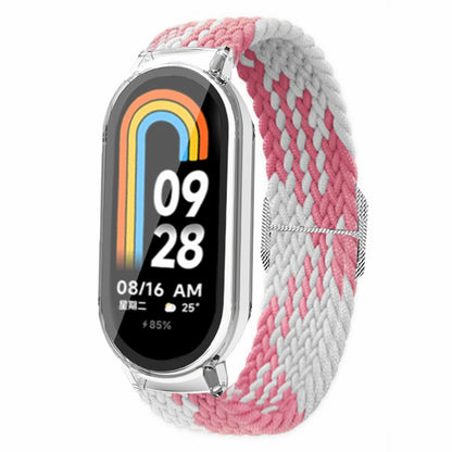 For Xiaomi Smart Band 8 Braided Nylon Watch Band Elastic Wrist Strap with Watch Case and Screen Protector