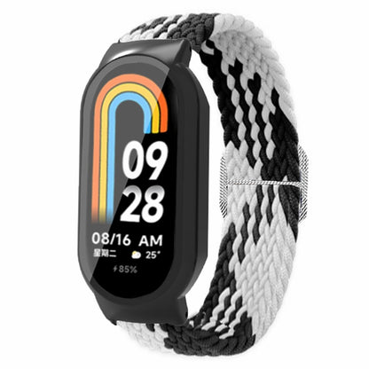 For Xiaomi Smart Band 8 Braided Nylon Watch Band Elastic Wrist Strap with Watch Case and Screen Protector