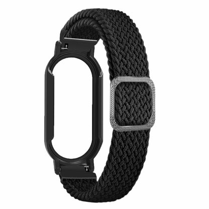 For Xiaomi Smart Band 8 Braided Nylon Watch Band Elastic Wrist Strap with Watch Case and Screen Protector