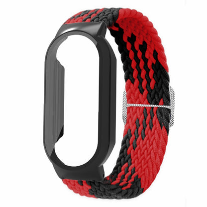 For Xiaomi Smart Band 8 Braided Nylon Watch Band Elastic Wrist Strap with Watch Case and Screen Protector