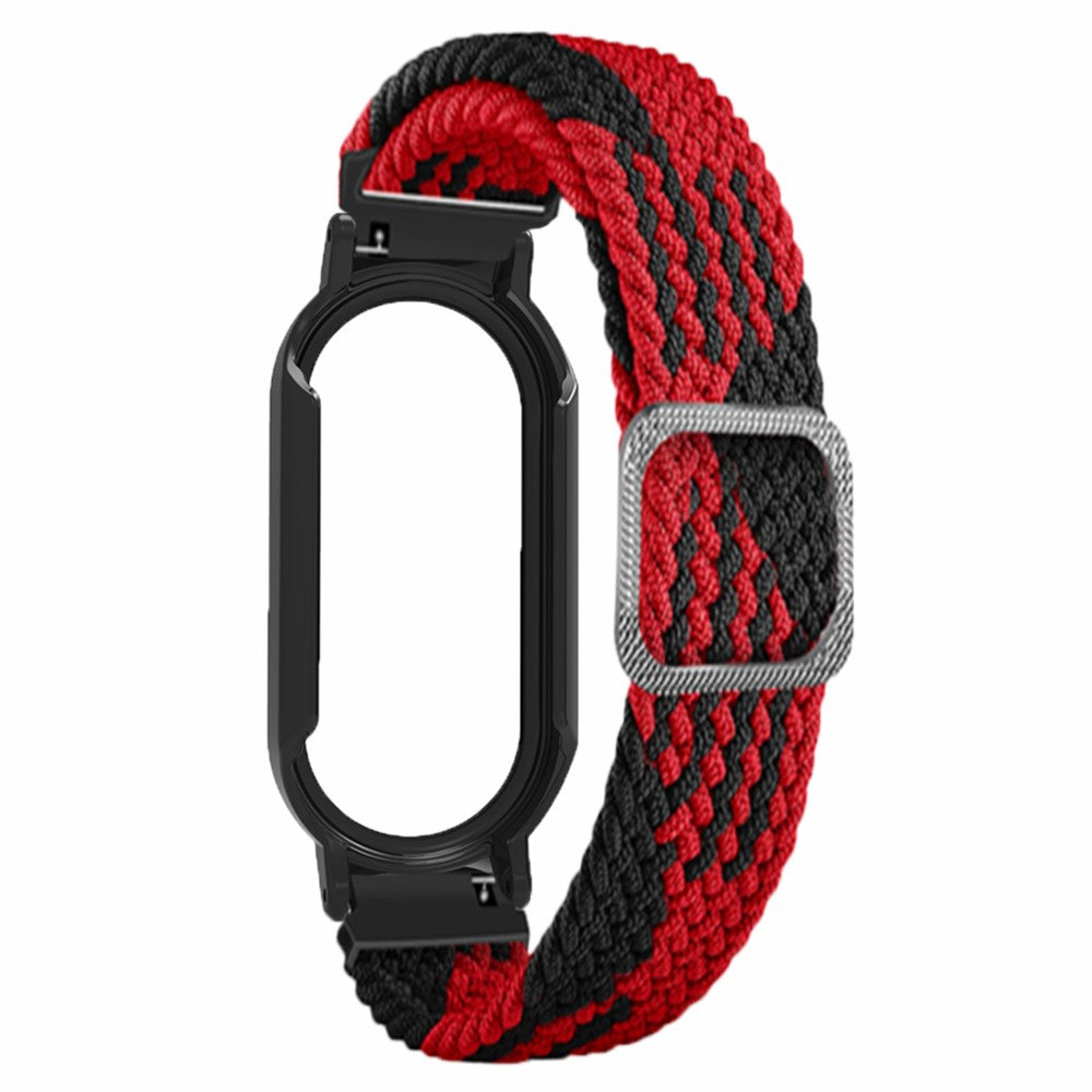 For Xiaomi Smart Band 8 Braided Nylon Watch Band Elastic Wrist Strap with Watch Case and Screen Protector