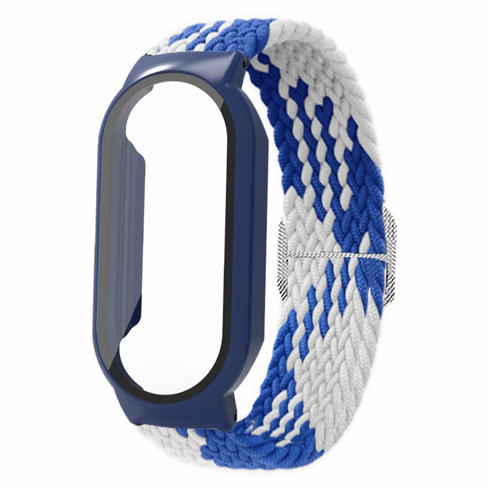 For Xiaomi Smart Band 8 Braided Nylon Watch Band Elastic Wrist Strap with Watch Case and Screen Protector