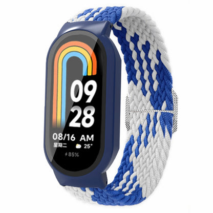 For Xiaomi Smart Band 8 Braided Nylon Watch Band Elastic Wrist Strap with Watch Case and Screen Protector