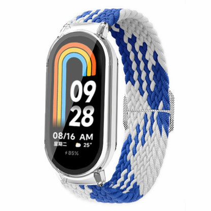 For Xiaomi Smart Band 8 Braided Nylon Watch Band Elastic Wrist Strap with Watch Case and Screen Protector