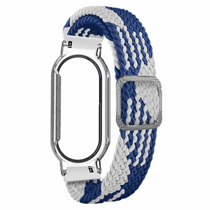 For Xiaomi Smart Band 8 Braided Nylon Watch Band Elastic Wrist Strap with Watch Case and Screen Protector