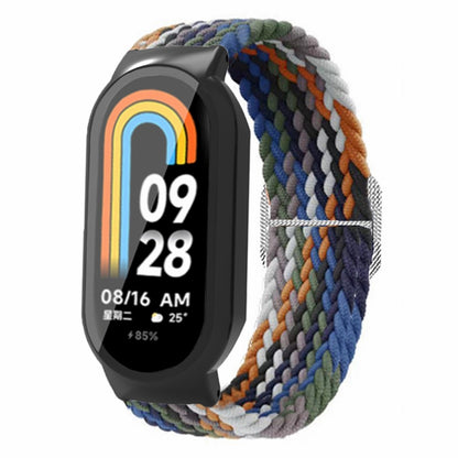 For Xiaomi Smart Band 8 Braided Nylon Watch Band Elastic Wrist Strap with Watch Case and Screen Protector