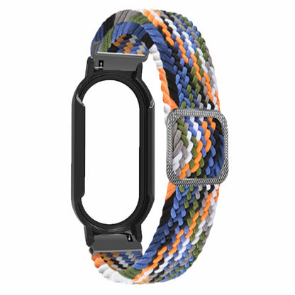 For Xiaomi Smart Band 8 Braided Nylon Watch Band Elastic Wrist Strap with Watch Case and Screen Protector