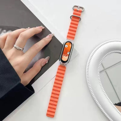 For Xiaomi Mi Band 7 Ocean Silicone Band Adjustable Wrist Strap with Transparent Watch Case