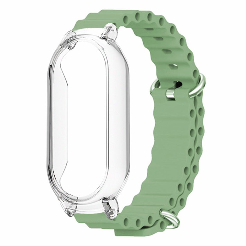 For Xiaomi Mi Band 7 Ocean Silicone Band Adjustable Wrist Strap with Transparent Watch Case