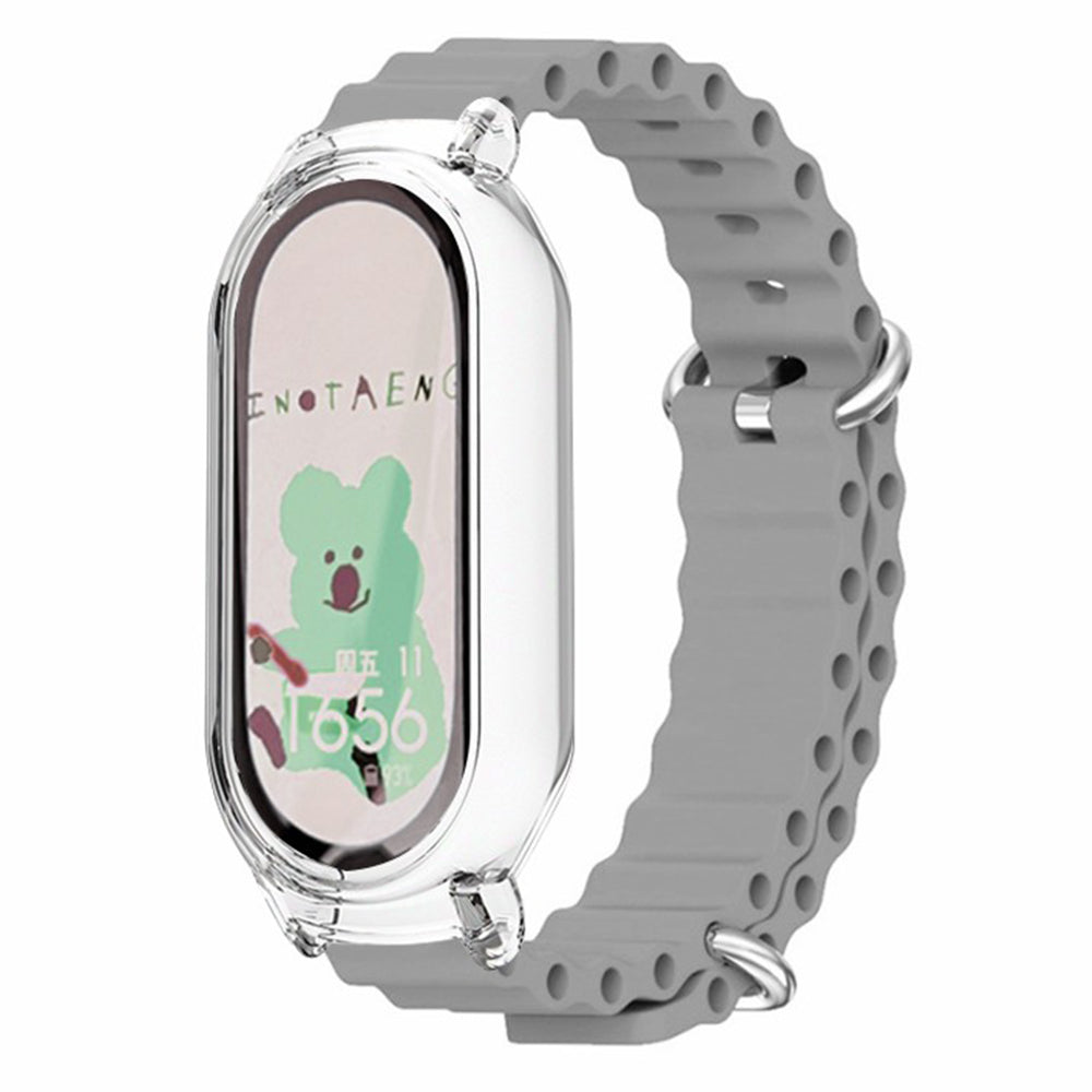 For Xiaomi Mi Band 7 Ocean Silicone Band Adjustable Wrist Strap with Transparent Watch Case