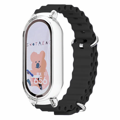 For Xiaomi Mi Band 7 Ocean Silicone Band Adjustable Wrist Strap with Transparent Watch Case