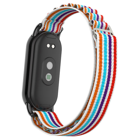 Nylon Watch Band for Xiaomi Smart Band 8 Adjustable Replacement Wrist Strap with Black Connector