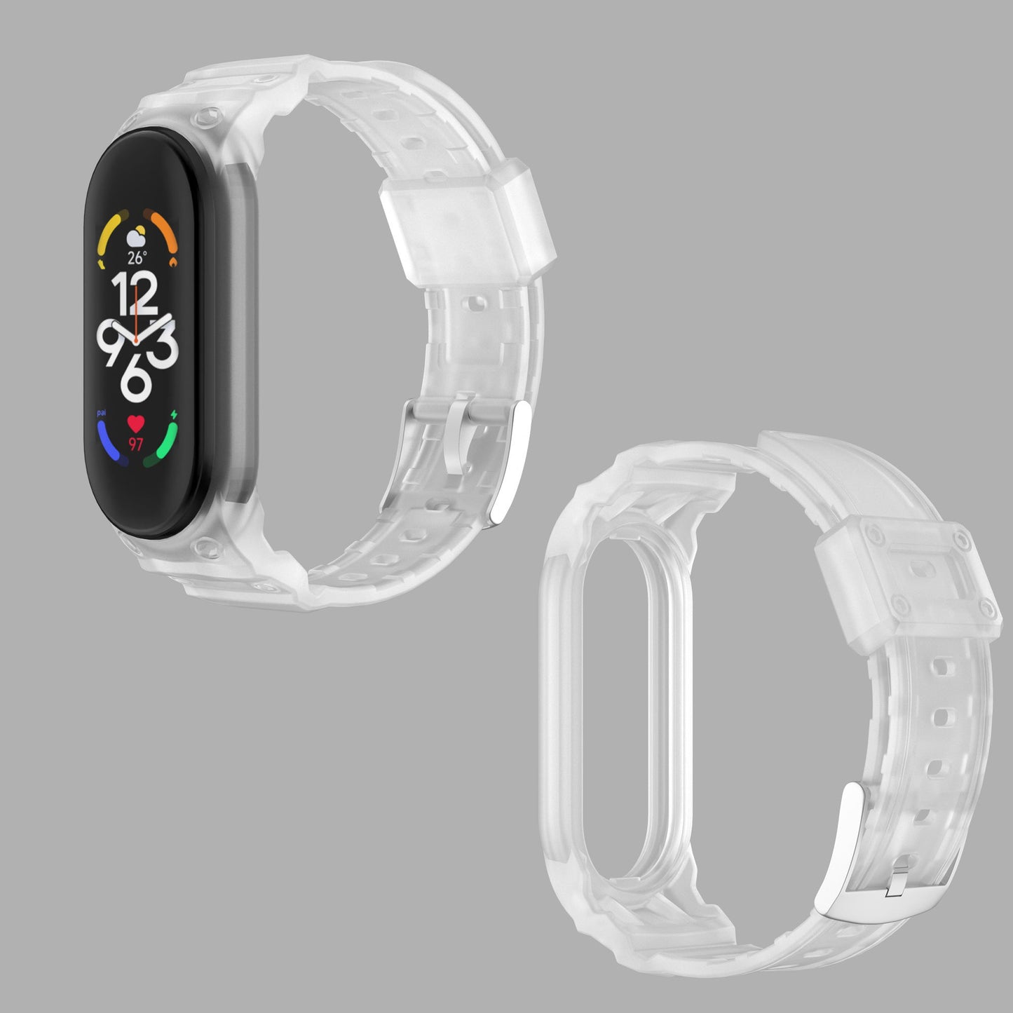 For Xiaomi Mi Band 5 / 6 / 7  Integrated TPU Watch Case Wrist Band Replacement Watch Strap