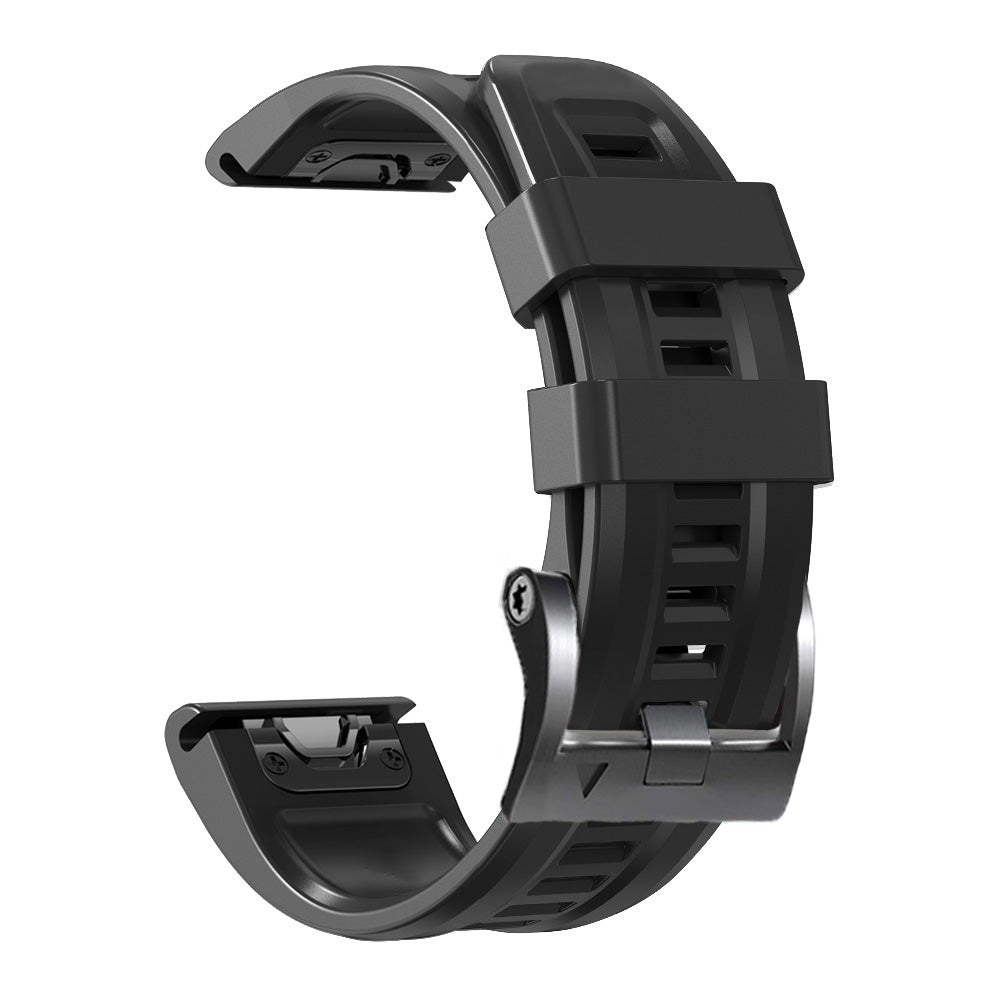 For Garmin Tactix 7 Pro / Fenix 7X / Fenix 6X Pro Silicone Watch Strap 26mm Wrist Band with Black Buckle