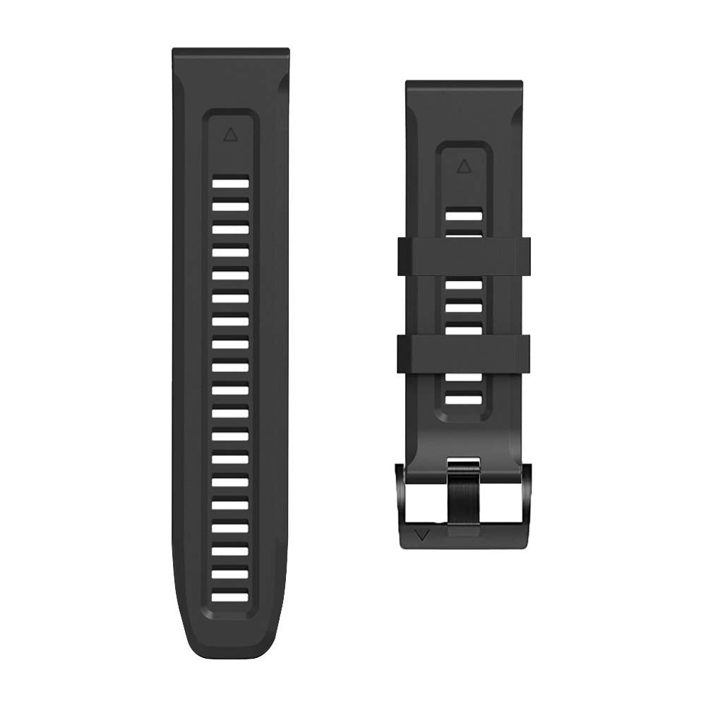 For Garmin Tactix 7 Pro / Fenix 7X / Fenix 6X Pro Silicone Watch Strap 26mm Wrist Band with Black Buckle