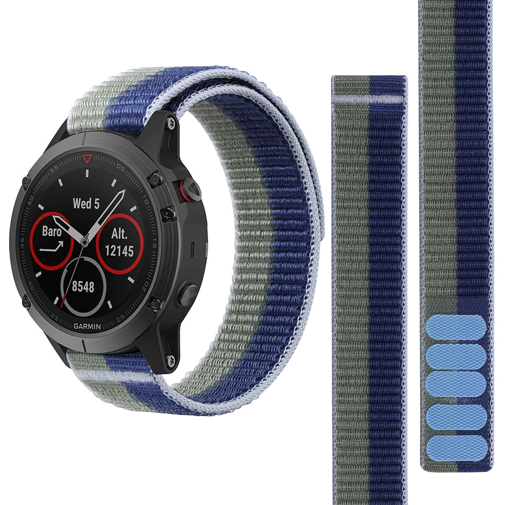 For Garmin Tactix 7 Pro / Fenix 7X / Fenix 6X Pro Stitching Watch Strap 26mm Adjustable Loop Nylon Wrist Band