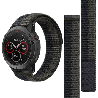 For Garmin Tactix 7 Pro / Fenix 7X / Fenix 6X Pro Stitching Watch Strap 26mm Adjustable Loop Nylon Wrist Band