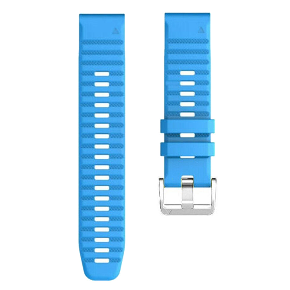 For Garmin Tactix 7 Pro / Fenix 7X / Fenix 6X Pro 26mm Watch Band Silicone Wrist Strap with Steel Silver Buckle