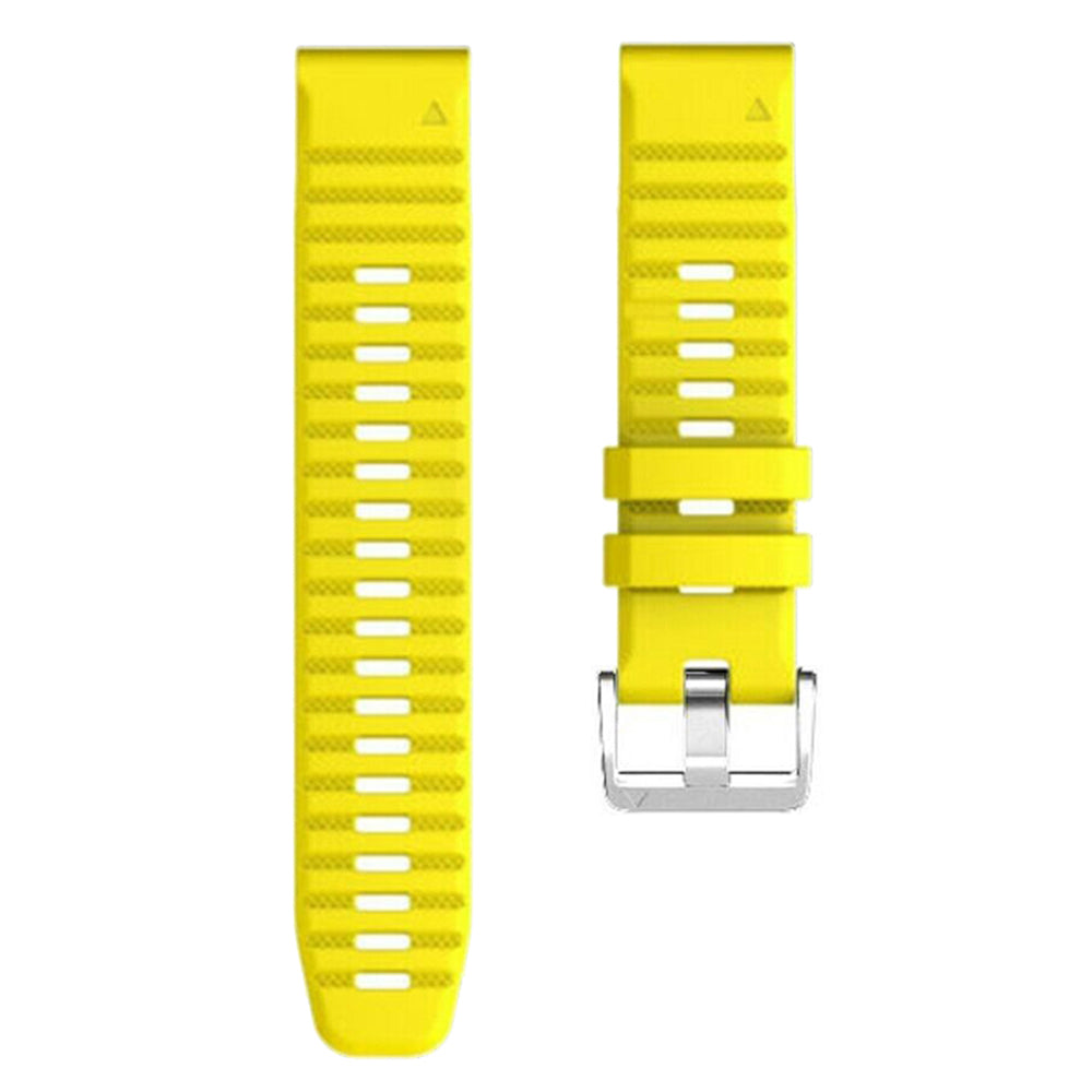 For Garmin Tactix 7 Pro / Fenix 7X / Fenix 6X Pro 26mm Watch Band Silicone Wrist Strap with Steel Silver Buckle