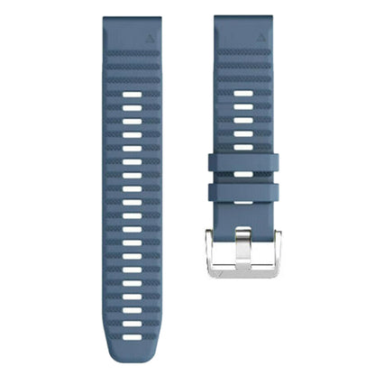 For Garmin Tactix 7 Pro / Fenix 7X / Fenix 6X Pro 26mm Watch Band Silicone Wrist Strap with Steel Silver Buckle