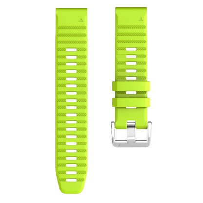 For Garmin Tactix 7 Pro / Fenix 7X / Fenix 6X Pro 26mm Watch Band Silicone Wrist Strap with Steel Silver Buckle